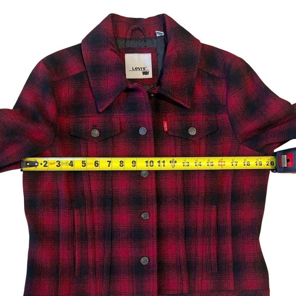 Levi’s Wool Blend Red/Black Buffalo Plaid Jacket Hip Length Size Large - Picture 8 of 10